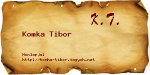 Komka Tibor névjegykártya